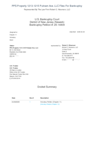 PPS Property 1213-1215 Putnam Ave. LLC Files for Bankruptcy in Newark ...